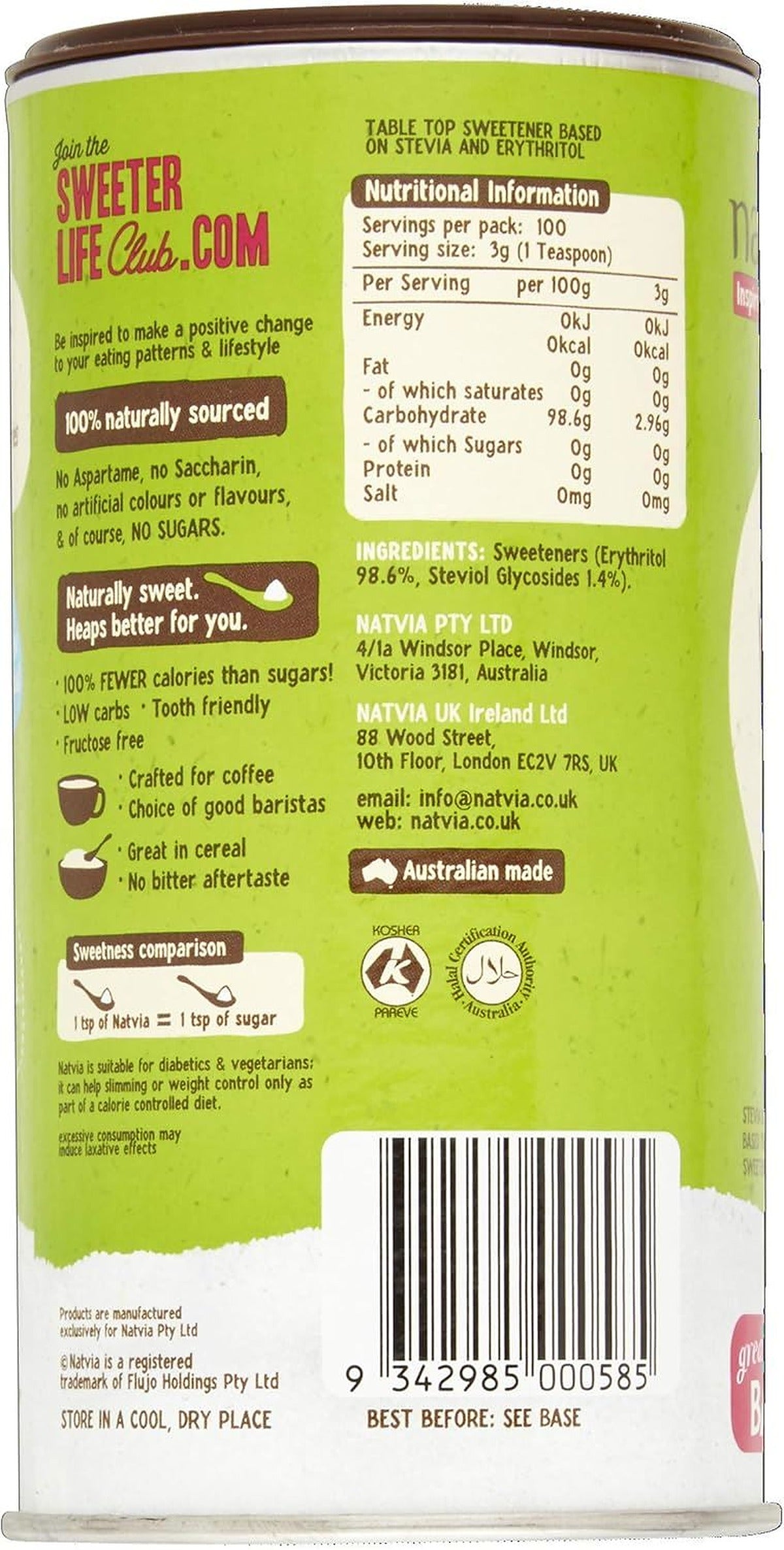 Natvia 100% Naturally Derived Sweetener 300g - Pack of 2 - image 2