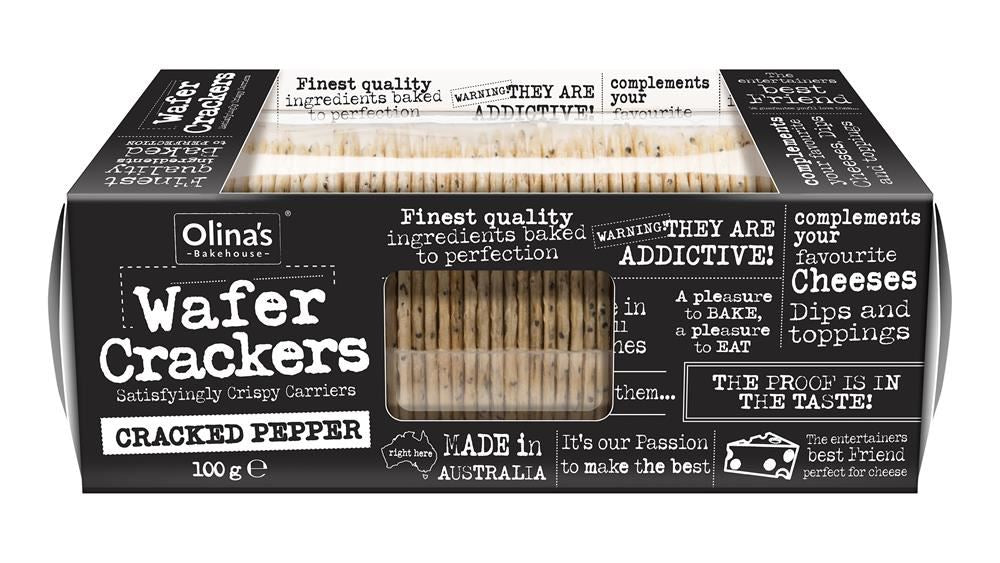 Olinas Bakehouse Wafer Crackers Cracked Pepper 100g