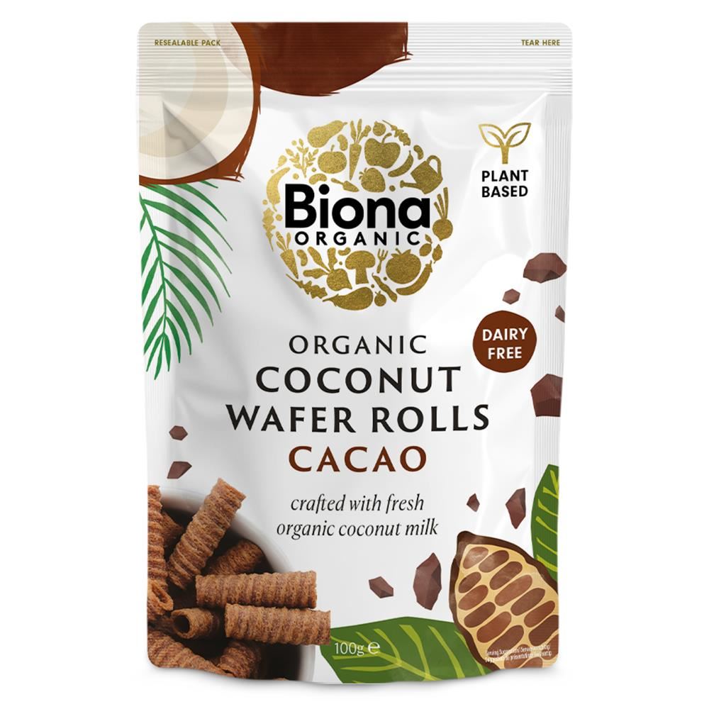 Biona Organic Biona Coconut Wafer Rolls Cacao 100g