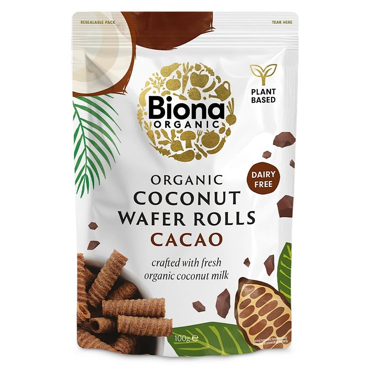 Biona Organic Biona Coconut Wafer Rolls Cacao 100g