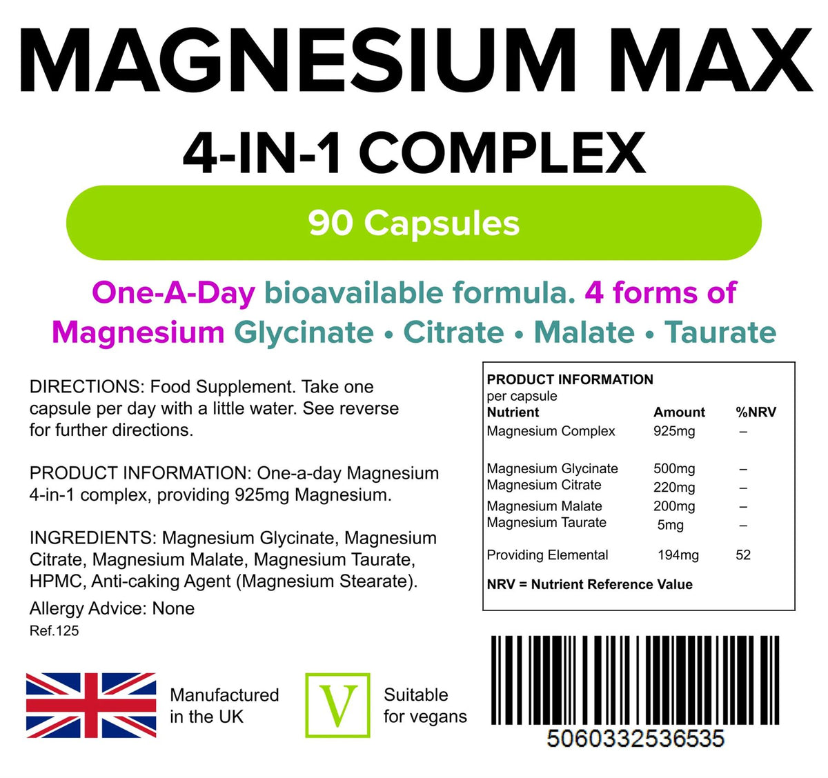 Lindens Magnesium Max 4-in-1 Complex - 90 Capsules - image 2
