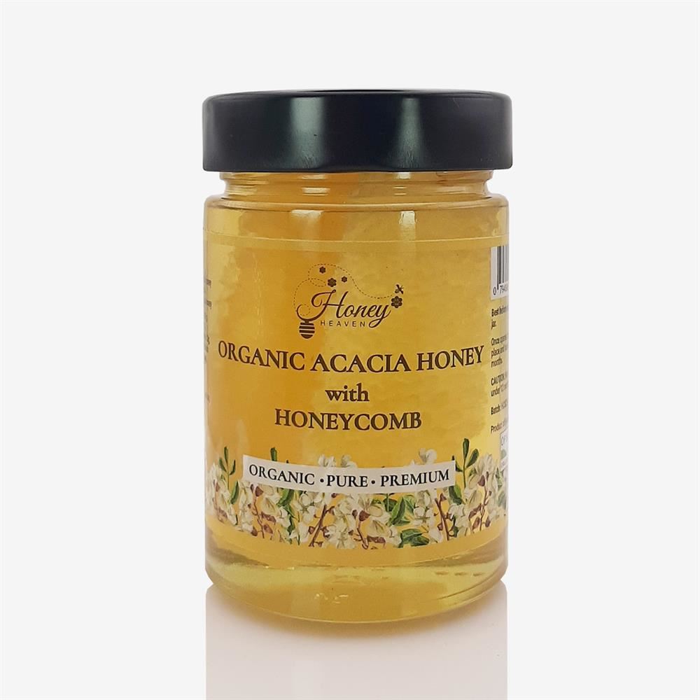 Honey Heaven Organic Acacia Honey with Honeycomb 500g