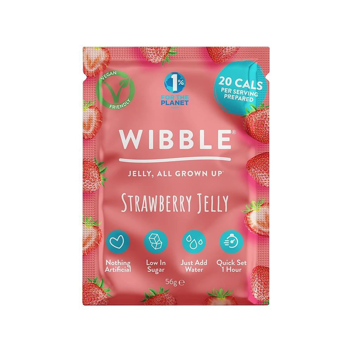 Wibble Strawberry Vegan Jelly Crystals 57g - 6 Pack