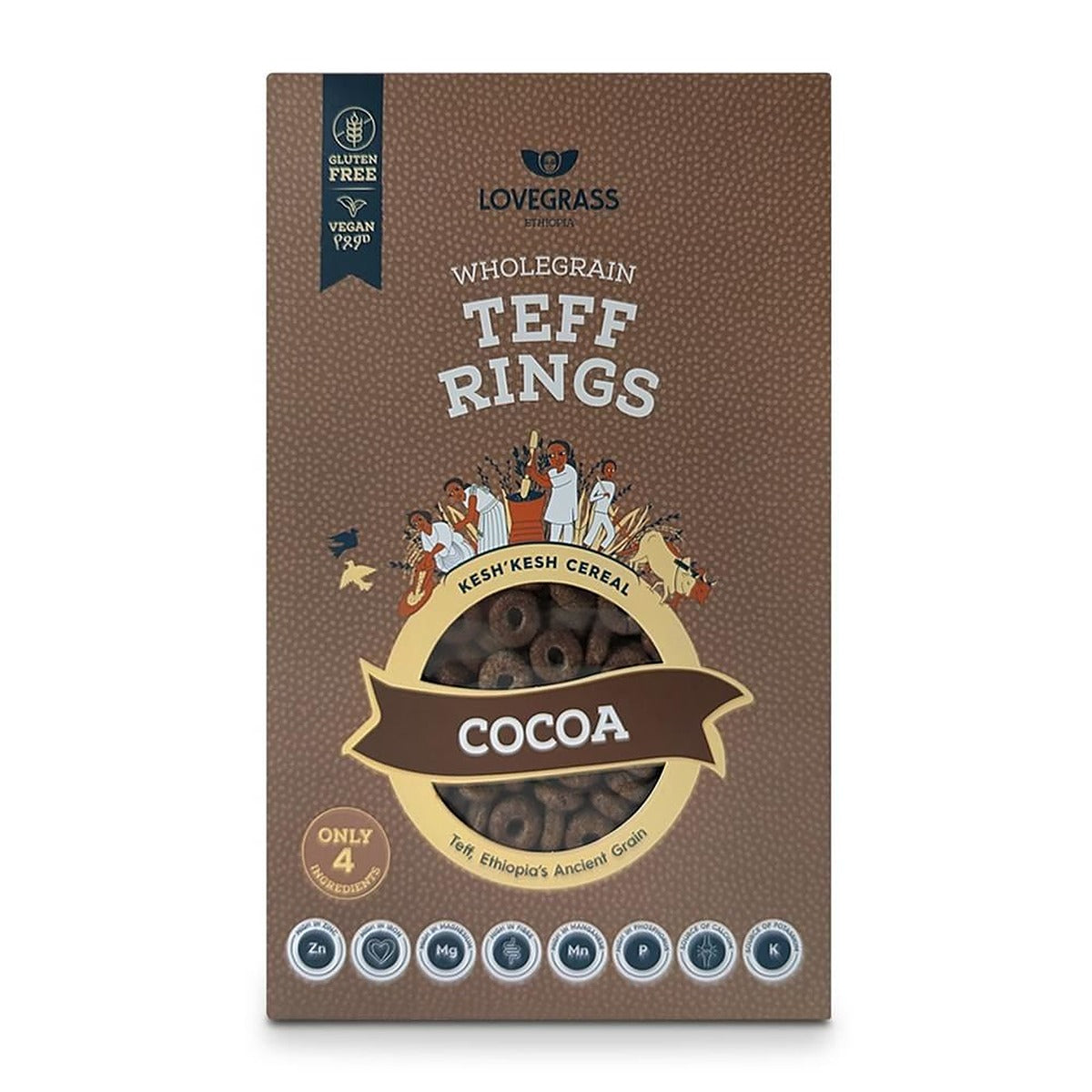 Lovegrass Ethiopia Wholegrain Teff Rings Cocoa 350g