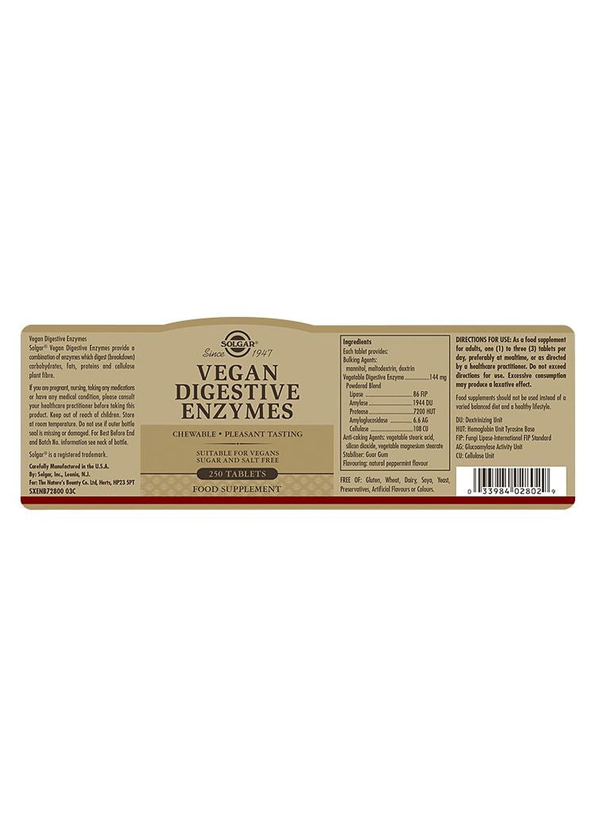 Solgar Vegan Digestive Enzymes - 250 Tablets - image 3