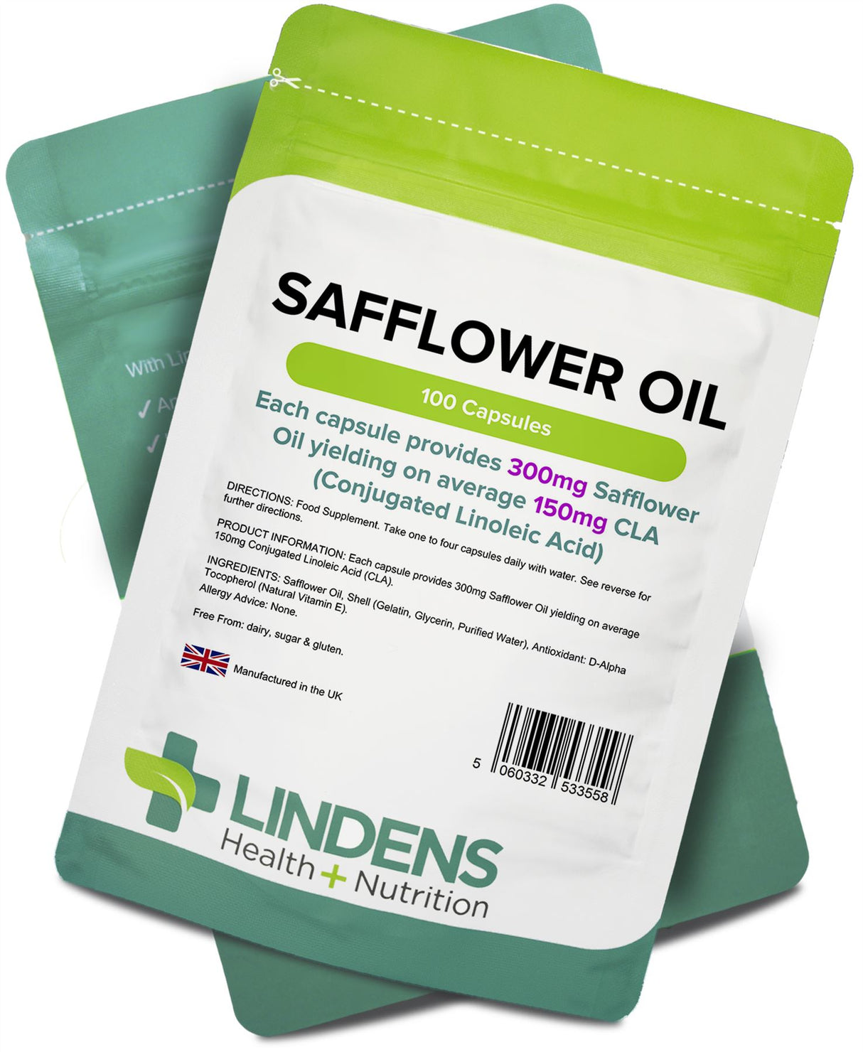 Lindens Safflower Oil 300mg - (50% CLA) - 100 Capsules