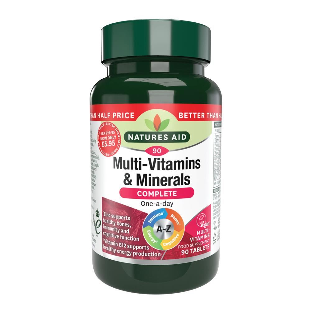 Natures Aid Multi-Vitamins & Minerals Vegetarian 90 Tablets