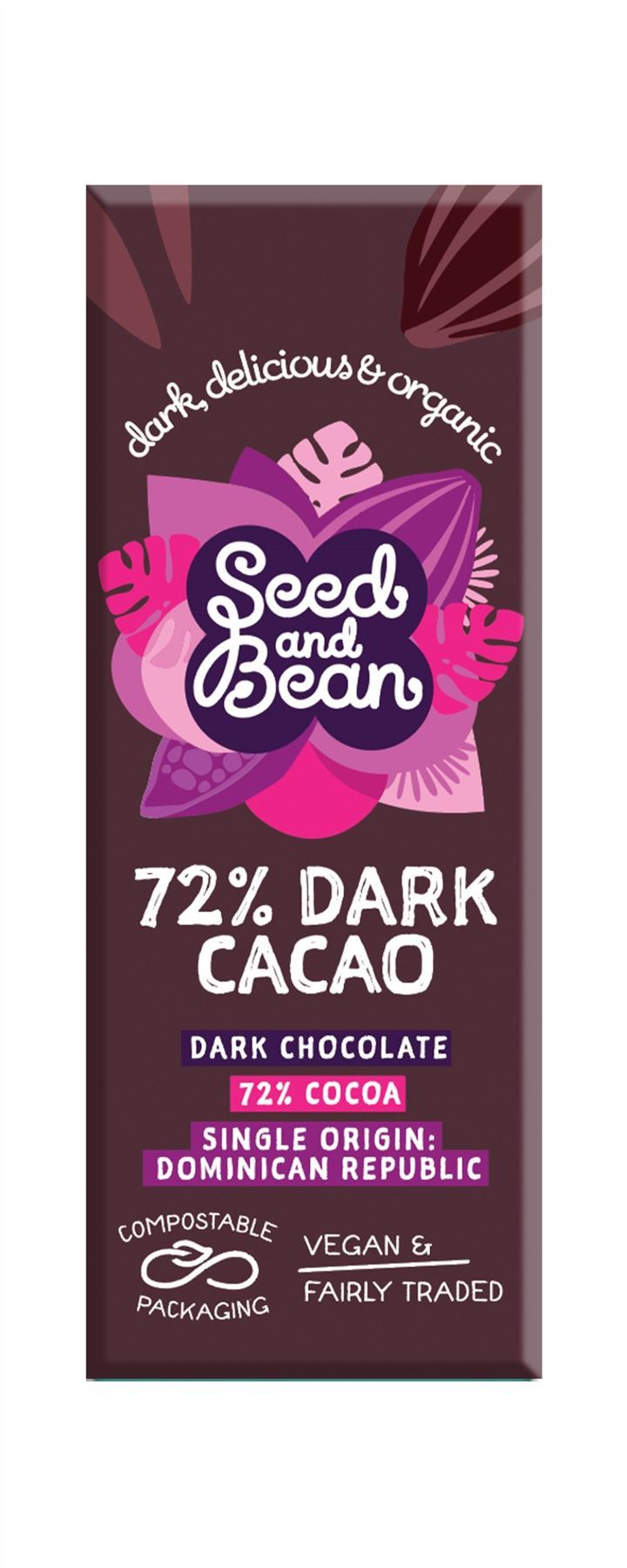 Seed & Bean 72% Dark Cacao Chocolate Bar 25g - 30 Pack