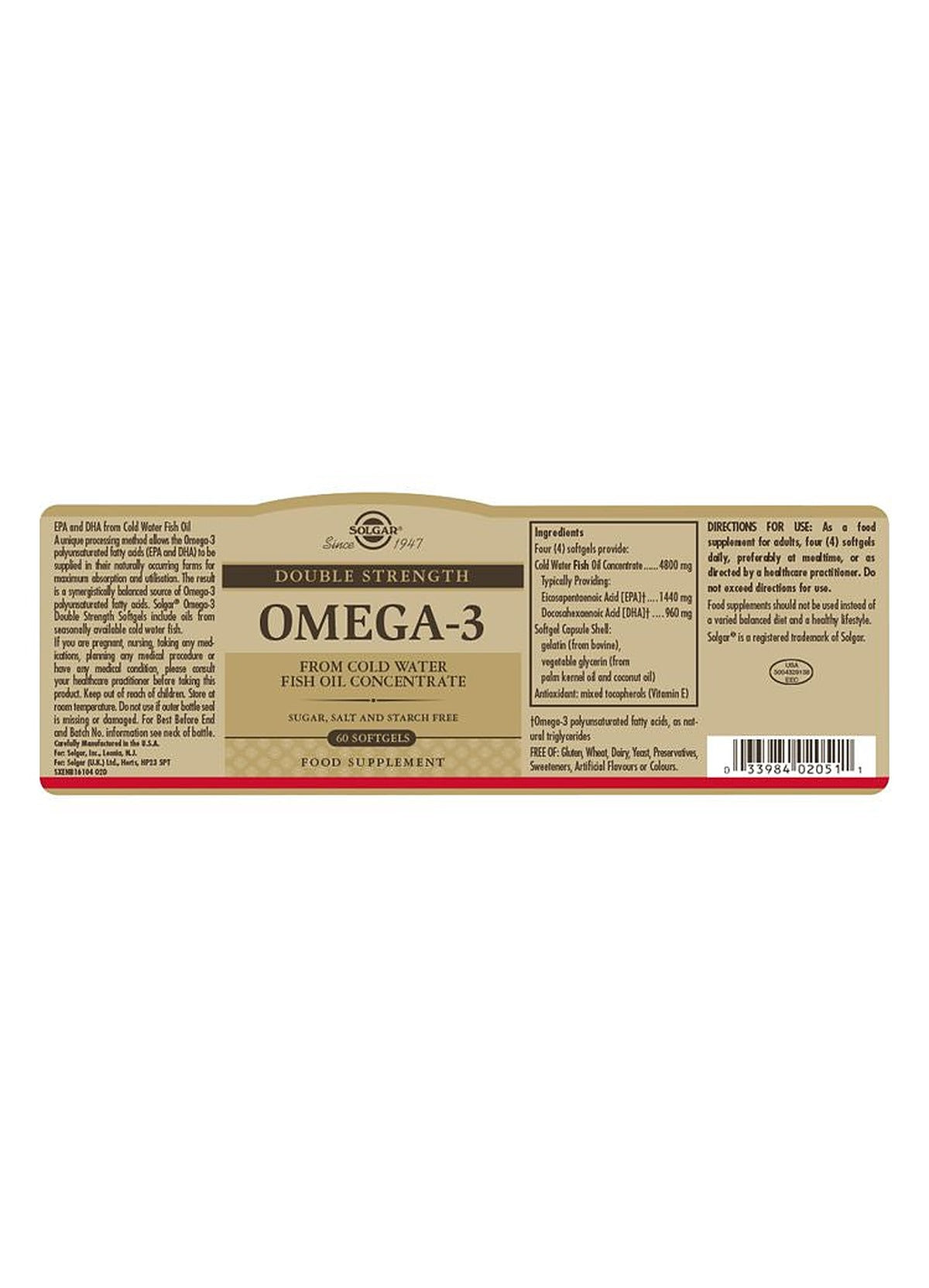Solgar Double Strength Omega-3 - 60 Softgels - image 3
