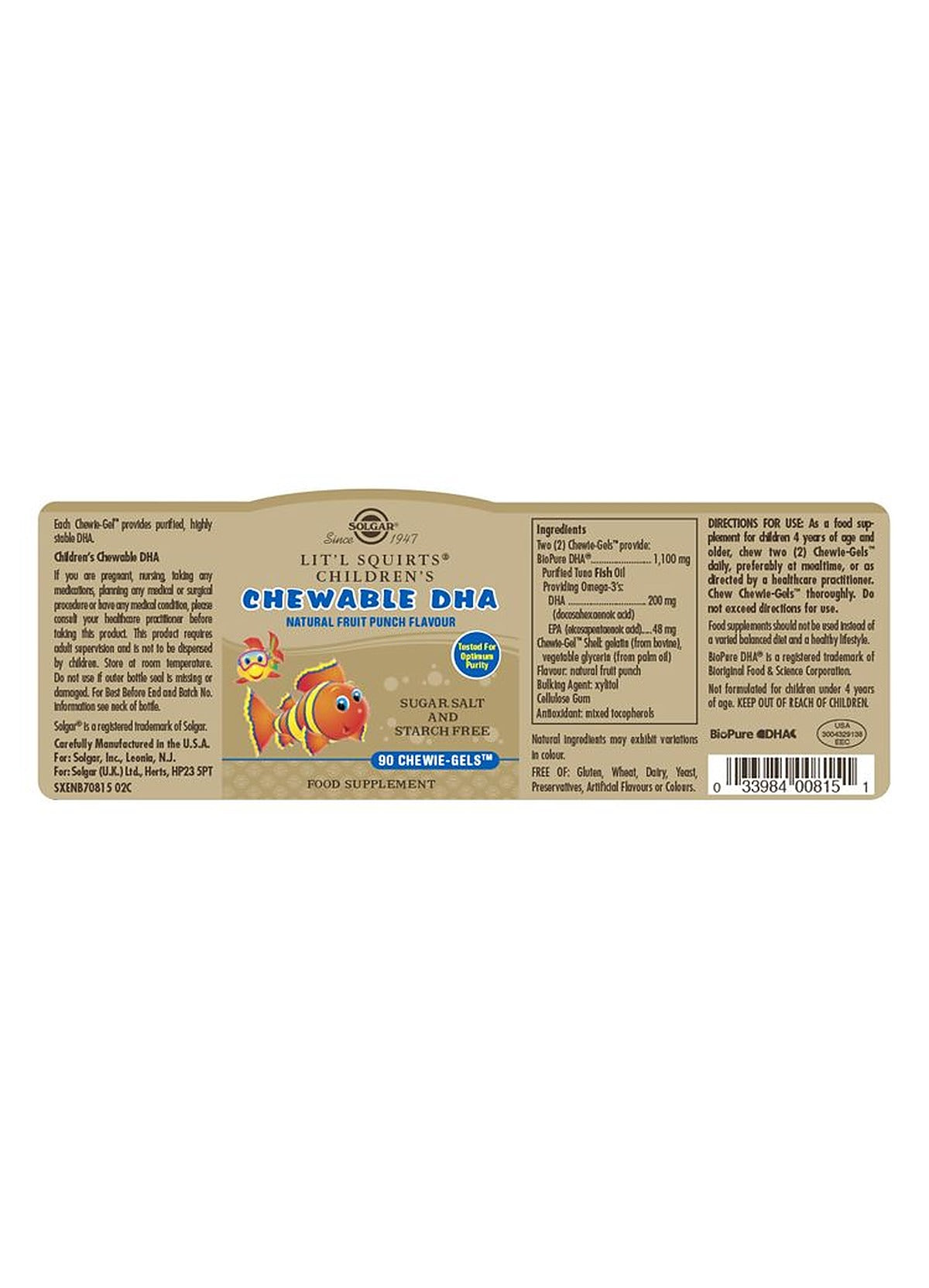 Solgar Lit'l Squirts Children's Chewable DHA- 90 Chewie Gels - image 3
