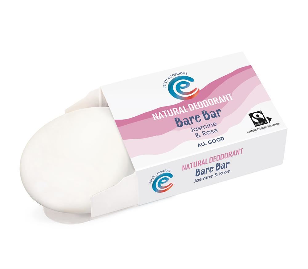 Earth Conscious Bare Bar Natural Deodorant - Jasmine & Rose 90g