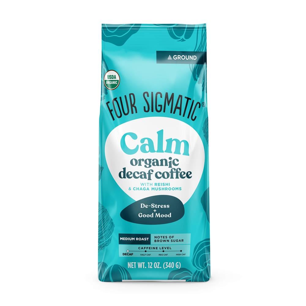 Four Sigma Foods Calm Decaf Ground Coffee with Reishi & Chaga Mushrooms 340g