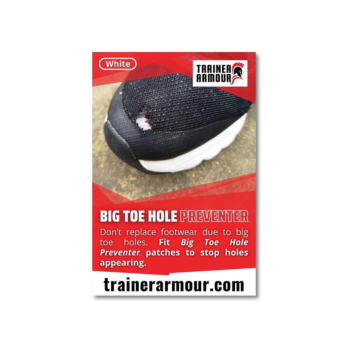 Trainer Armour Big Toe Hole & Heel Hole Preventer Patches - Black or White - image 13