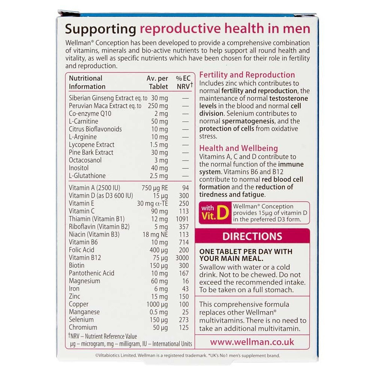 Vitabiotics Wellman Conception - 30 Tablets - image 2