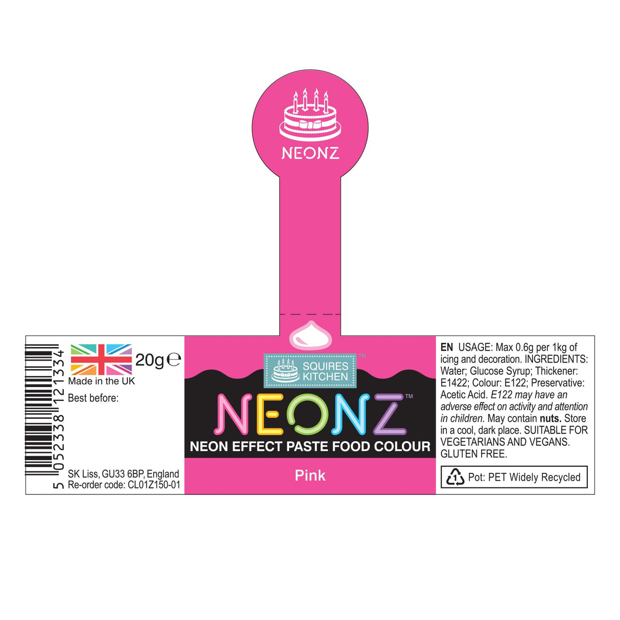 Squires Kitchen NEONZ Neon Effect Food Colouring Paste 20g - All Shades