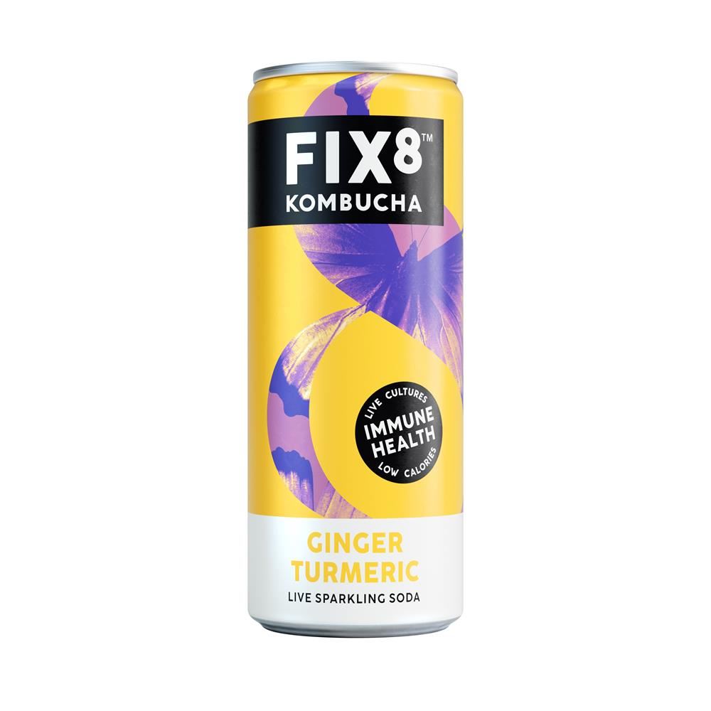 Fix8 Kombucha Ginger Turmeric Kombucha with Vitamin C and Live Cultures 250ml