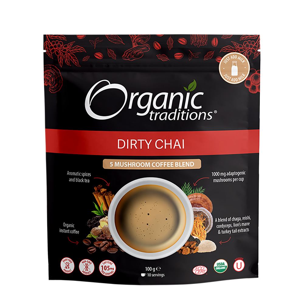 Organic Traditions Organic 5 Mushroom Coffee Blend Dirty Chai 100g