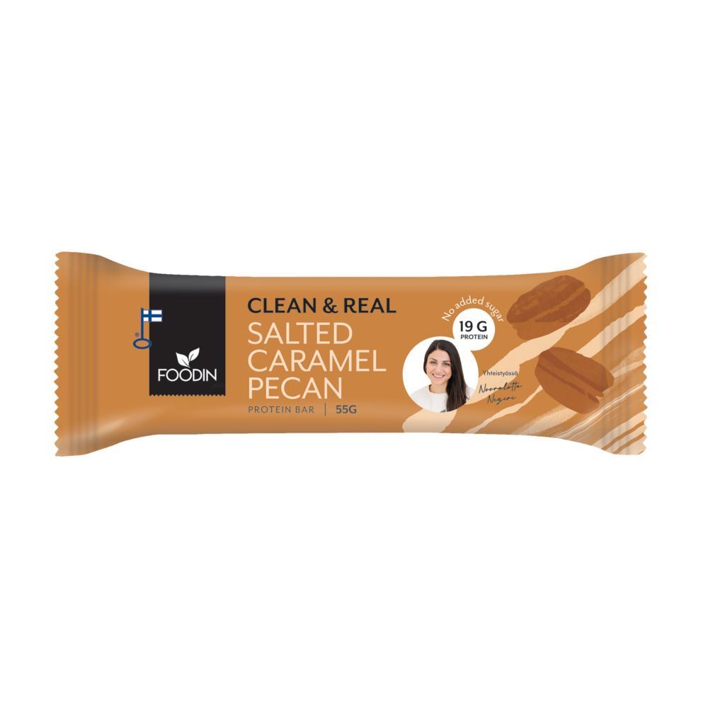 Foodin Clean & Real Protein Bar Salted Caramel Pecan 55g - 12 Pack