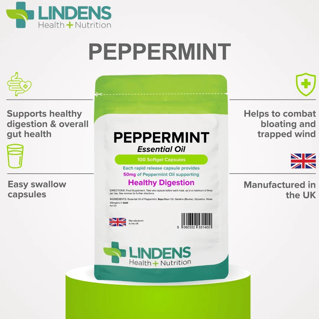 Lindens Peppermint Oil 50mg - 100 Capsules - image 3