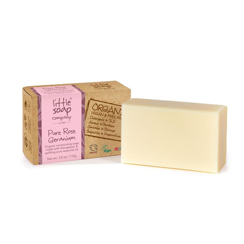 Little Soap Company Organic Pure Rose Geranium Soap Bar 110g - 12 Pack