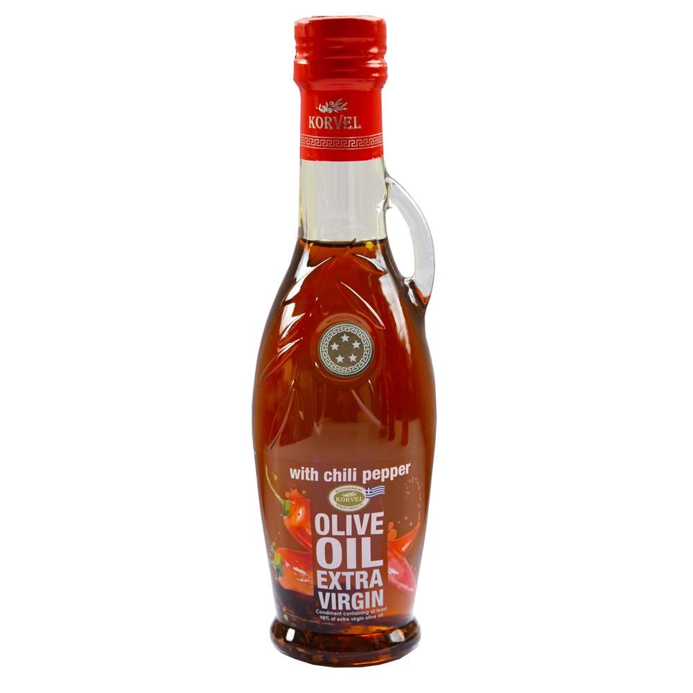 Korvel Greek Extra Virgin Olive Oil with Chili Amphora 250ml