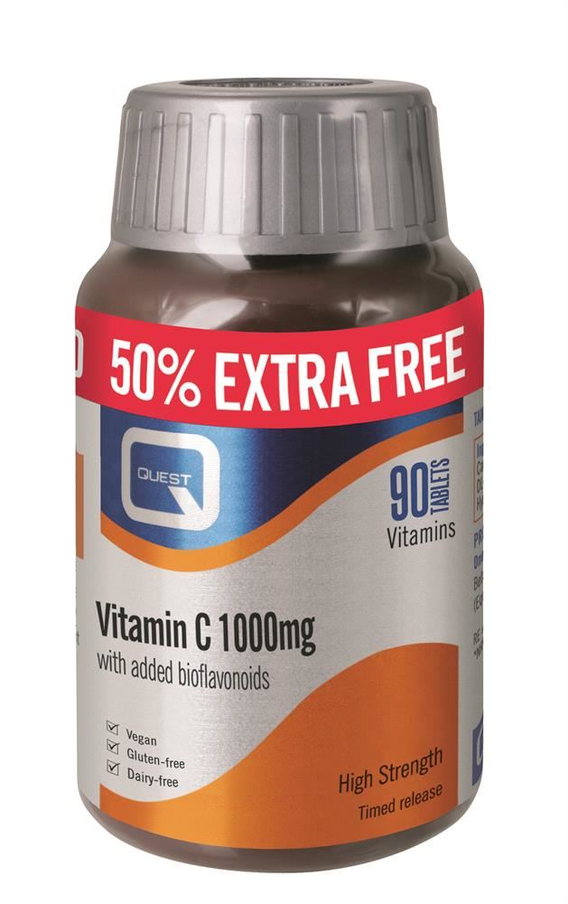 Quest VITAMIN C 1000MG (TIMED RELEASE) 50% EXTRA FREE 60+30 Tablets