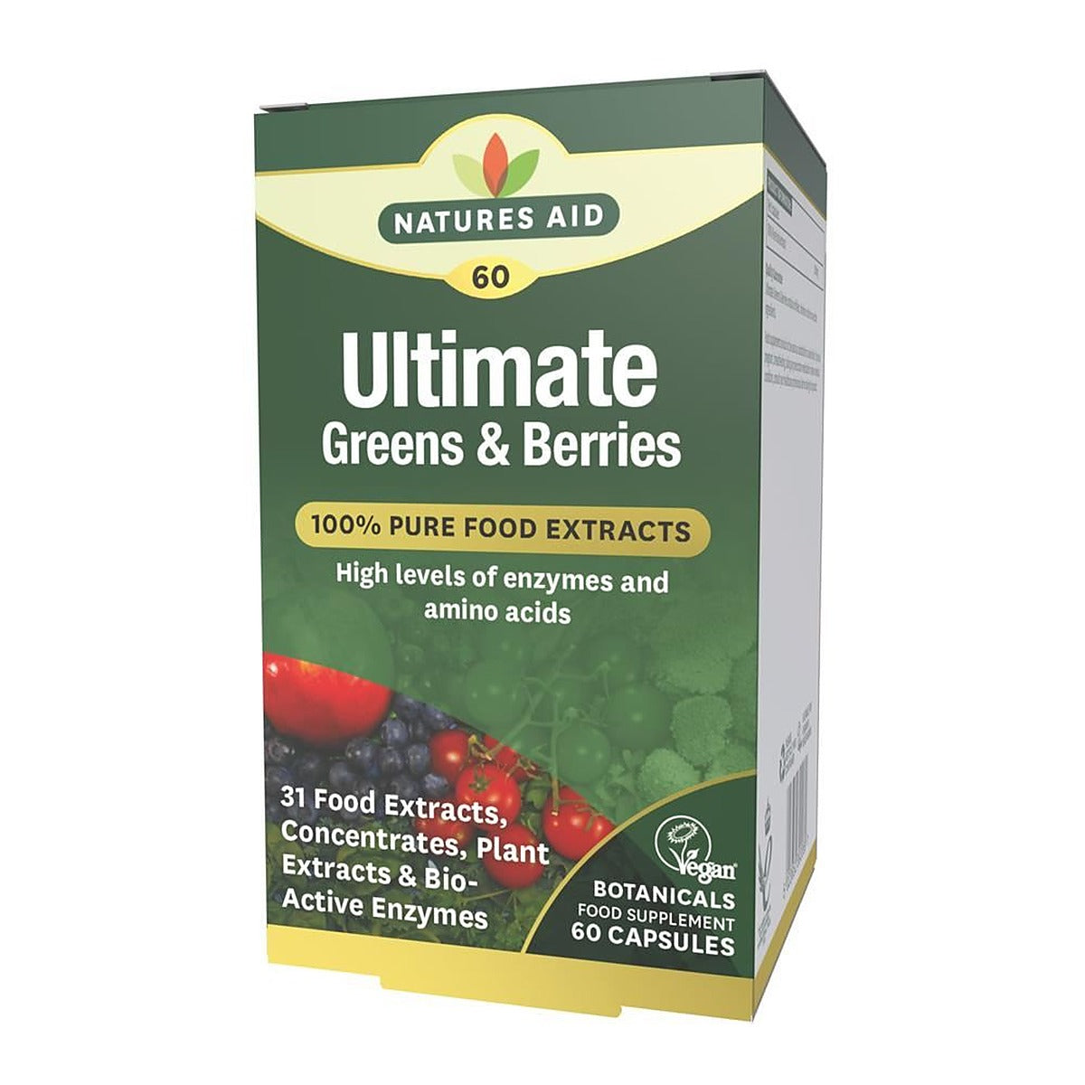 Natures Aid Ultimate Greens & Berries (31 Food Extracts and Enzymes) 60 Capsules