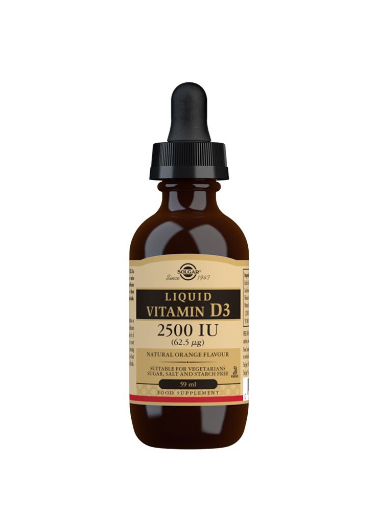 Solgar Liquid Vitamin D3 2500 IU (62.5 µg) - Natural Orange Flavour - 59ml