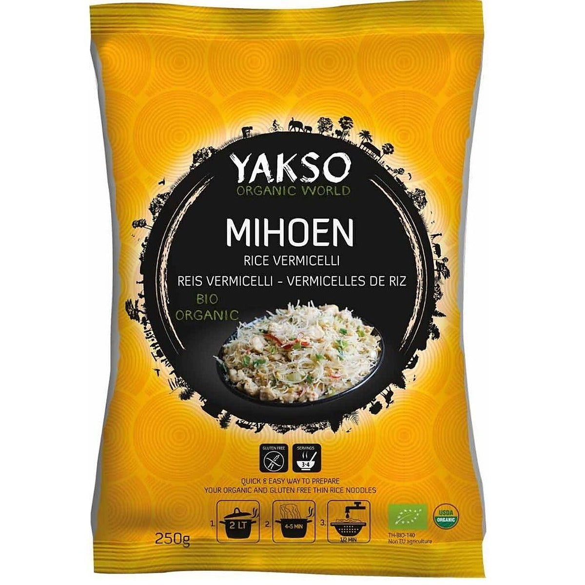 Yakso Organic Rice Vermicelli Noodles 250g - 2 Pack