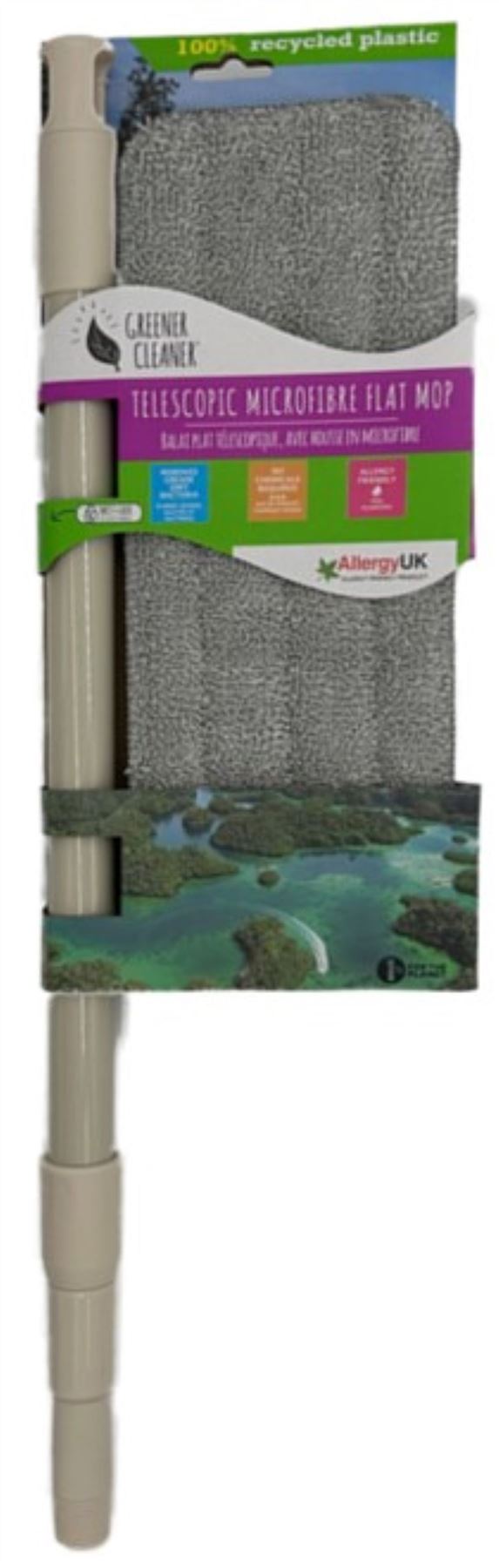 Greener Cleaner Telescopic Handle Microfibre Flat Mop - cream 1 Unit