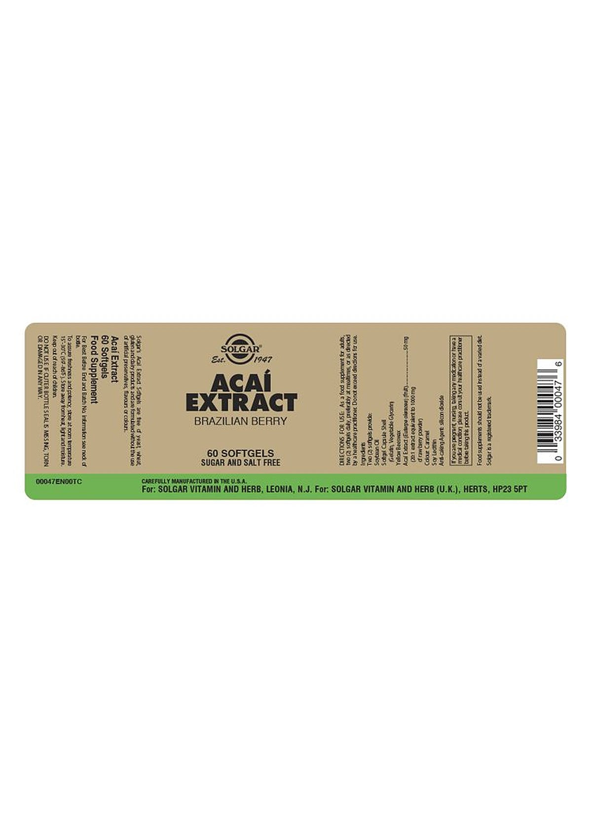 Solgar Acai Extract - 60 Softgels - image 3