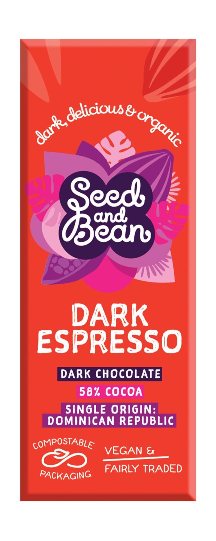 Seed & Bean Dark 58% Espresso Chocolate Bar 25g - 30 Pack