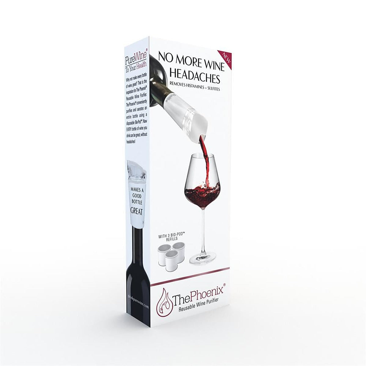 PureWine The Phoenix Starter Kit White - Reusable Wine Purifier 10 units