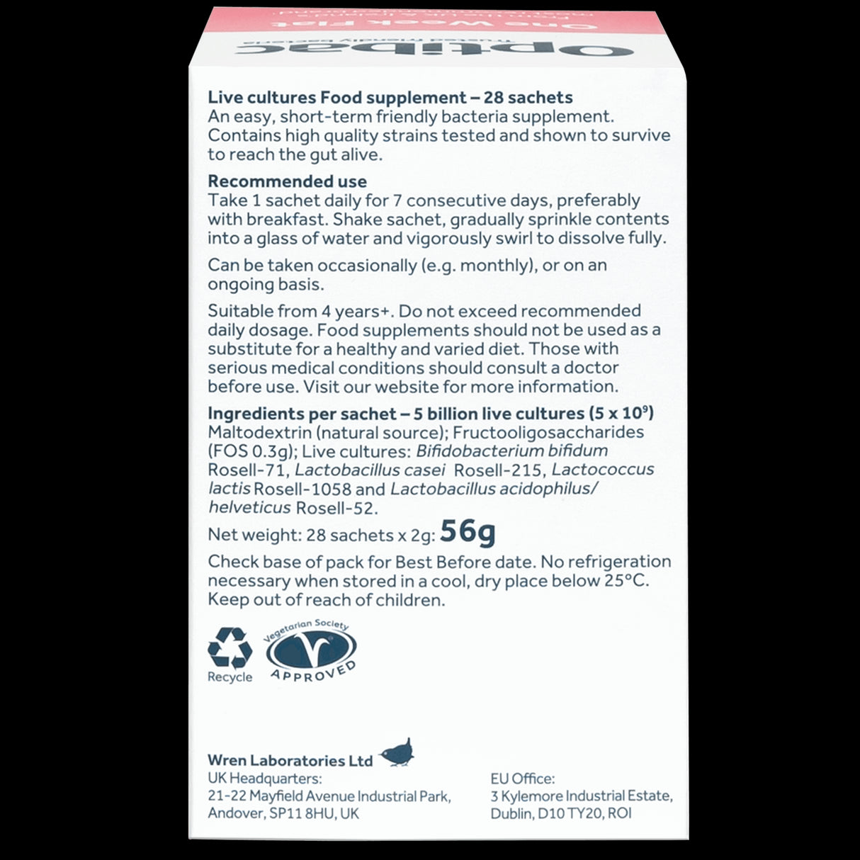 OptiBac Probiotics One Week Flat 7 - 28 Sachets