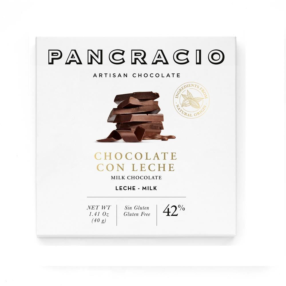 Pancracio Chocolate 42% Cocoa Milk Chocolate Bar 40g - 10 Pack