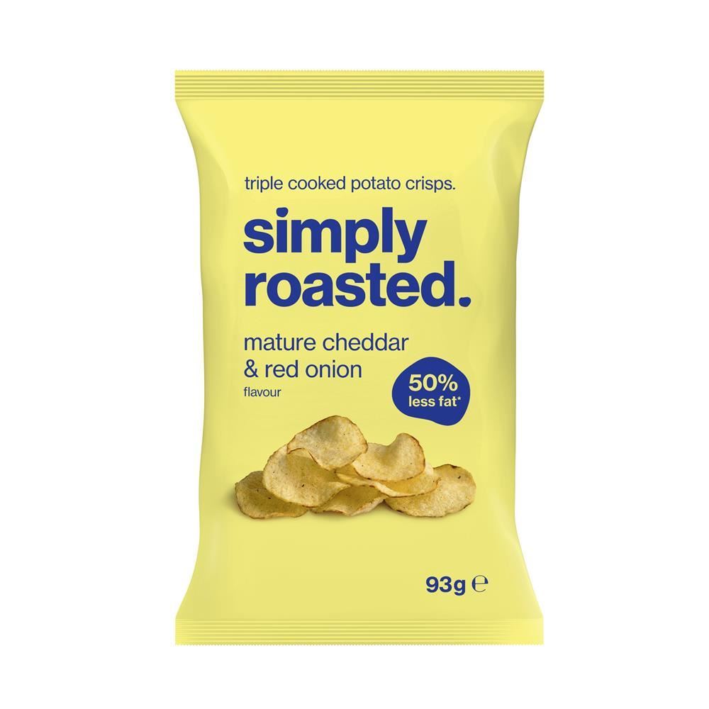 Simply Roasted Mature Cheddar & Red Onion Crisps 93g - 12 Pack