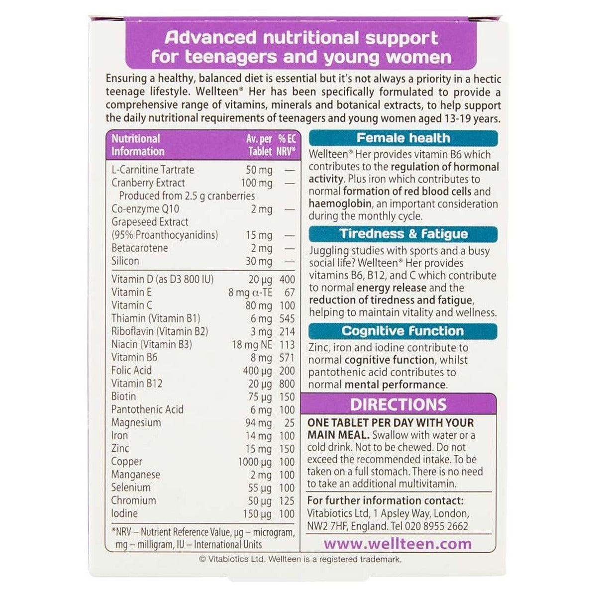 Vitabiotics Wellteen Her - 30 Tablets - image 4
