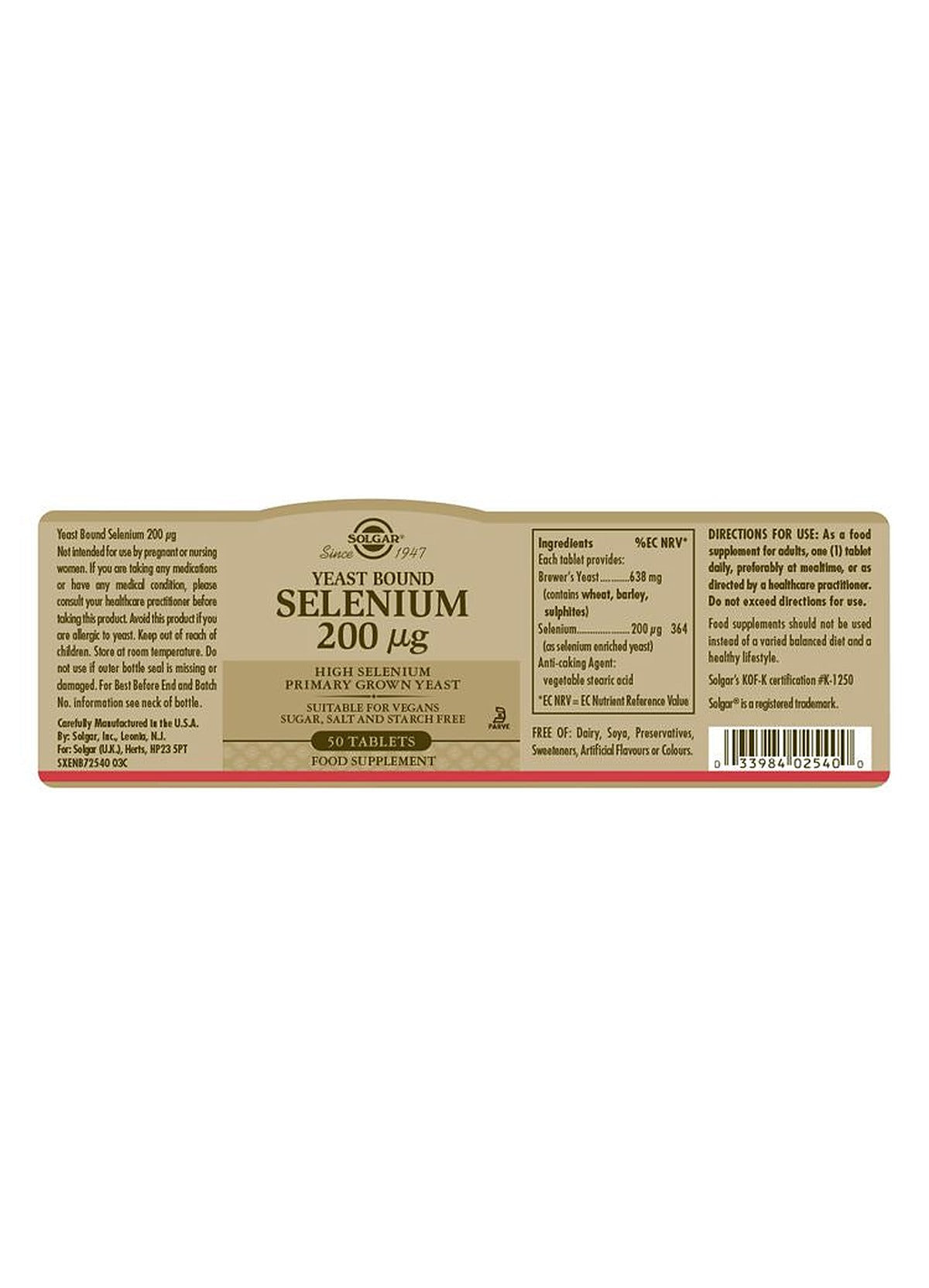 Solgar Selenium (Yeast-Free) 200 µg - 50 Tablets - image 3
