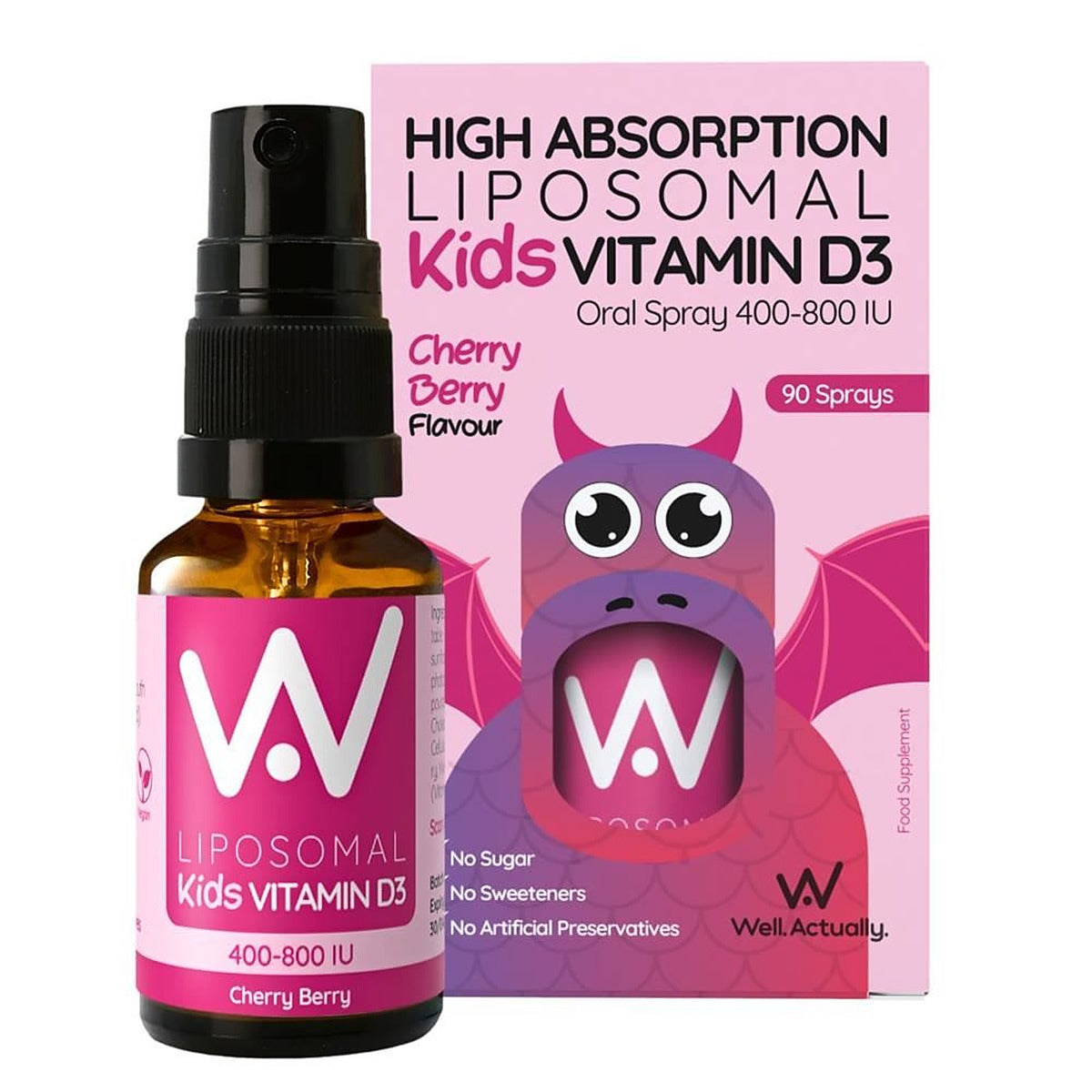 Well Actually Children Liposomal Vit D Spray - Cherry Berry - 90 Sprays - 400IU