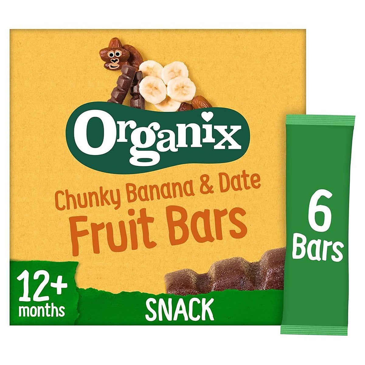 Organix Banana & Date Organic Fruit Snack Bar 6x17g