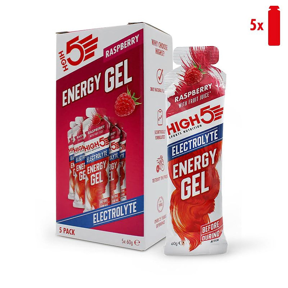 High 5 Energy Gel Electrolyte 60g - All Flavours - Pack of 5 - image 3