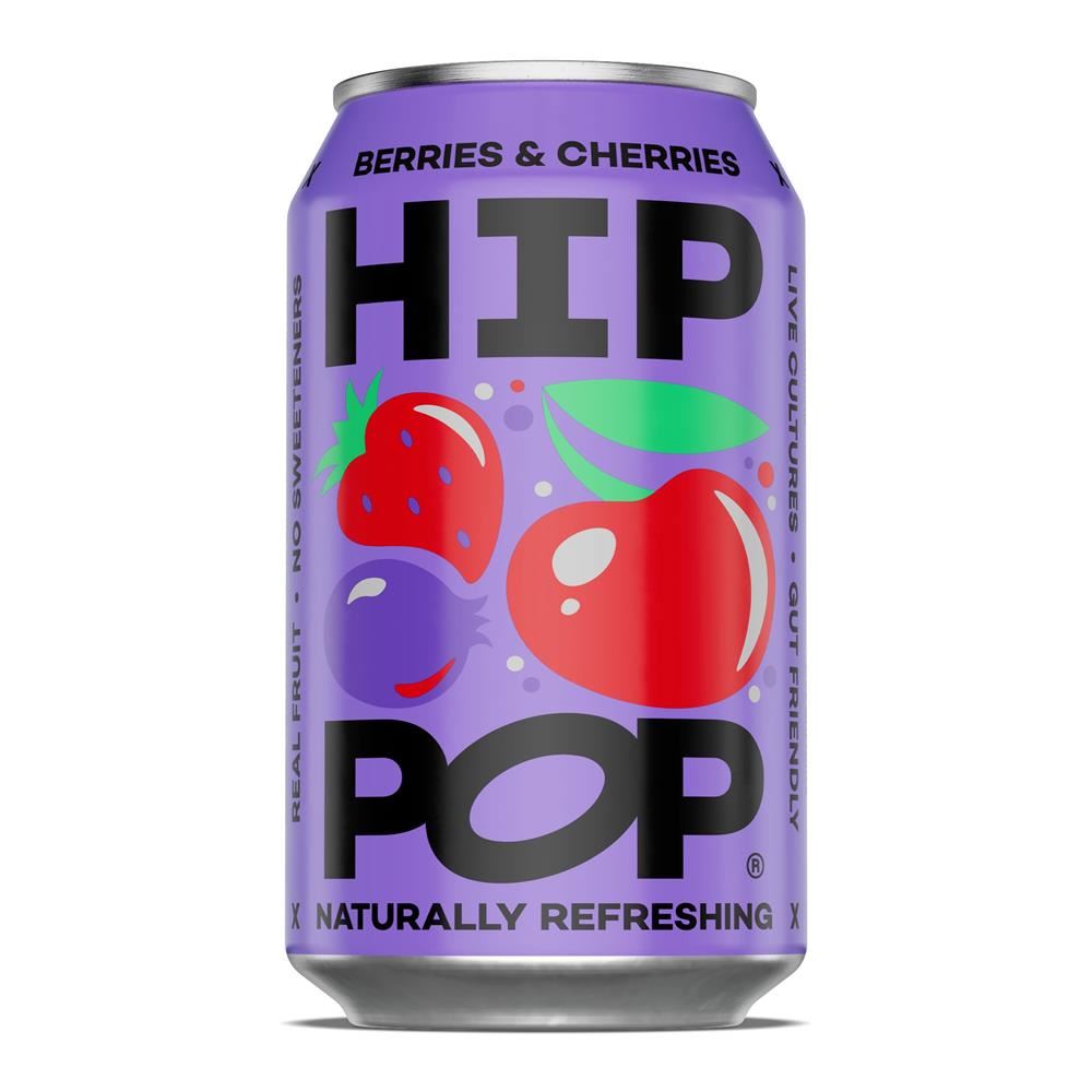 Hip Pop Berries & Cherries Soda 330ml - 4 Pack