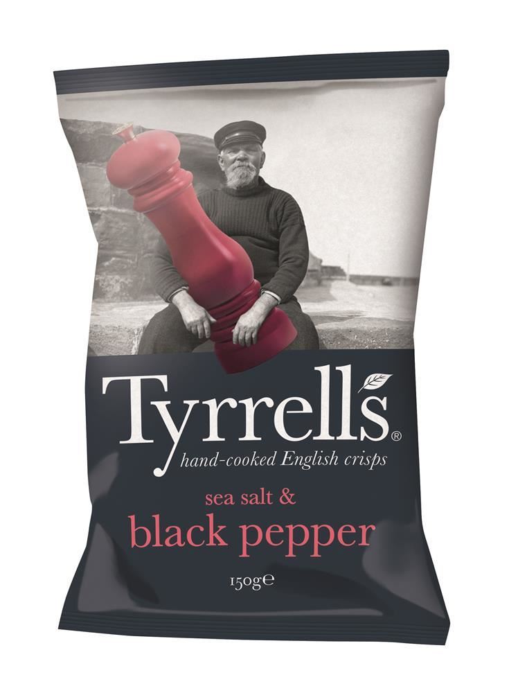 Tyrrells Sea Salt & Black Pepper Crisps 150g - 6 Pack