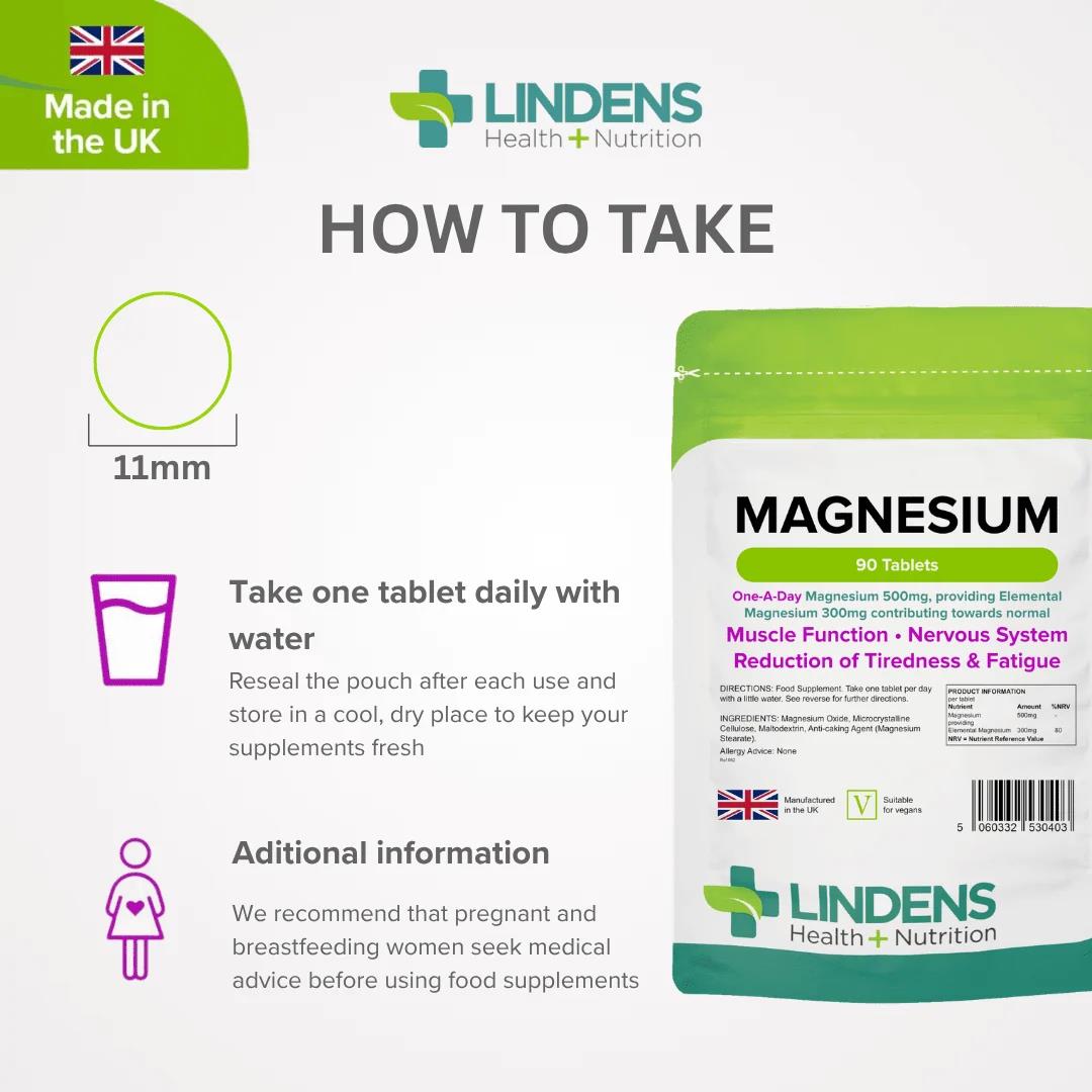 Lindens Magnesium (MgO 500mg) - 90 Tablets - image 4