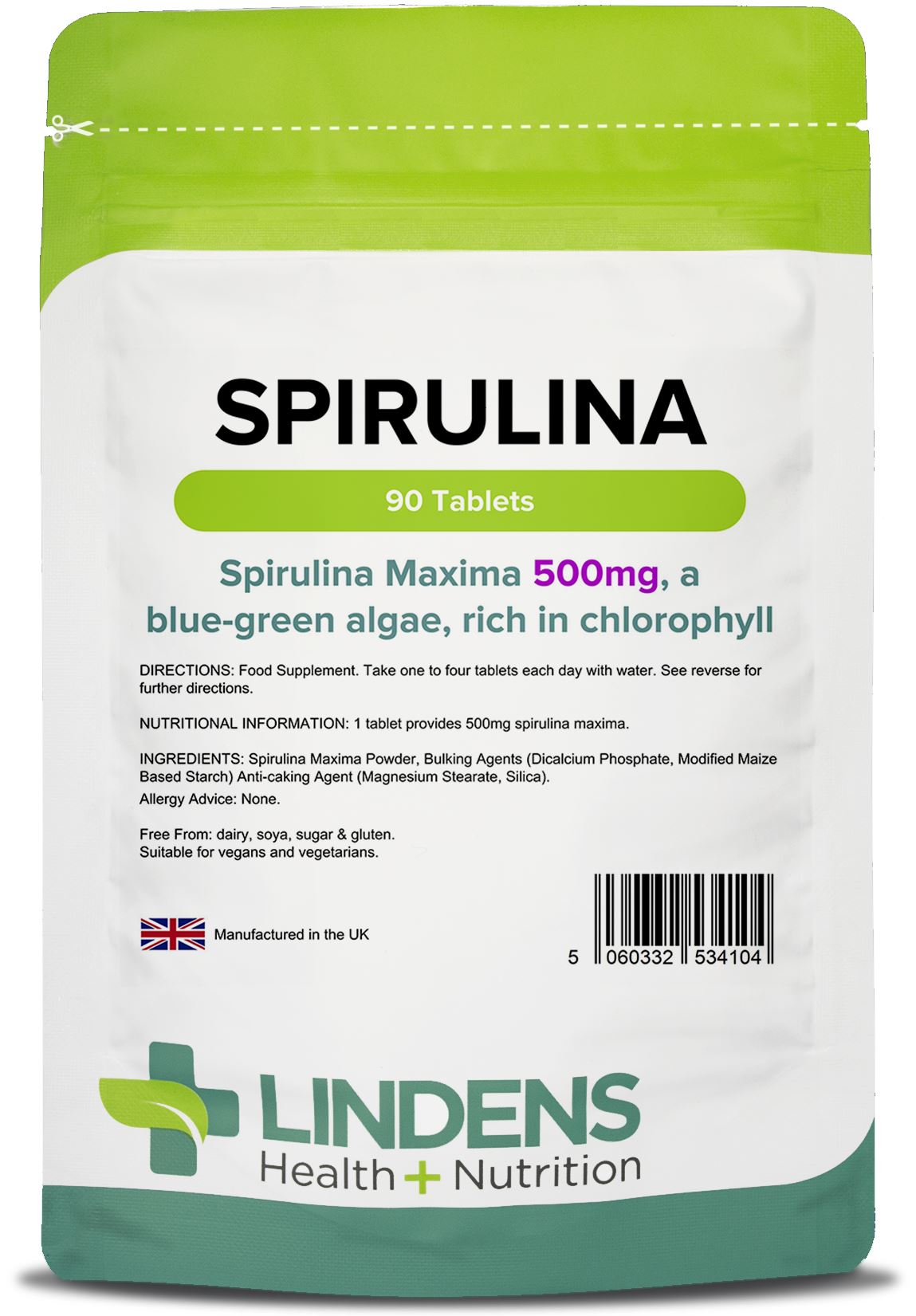 Lindens Spirulina 500mg - 90 Tablets