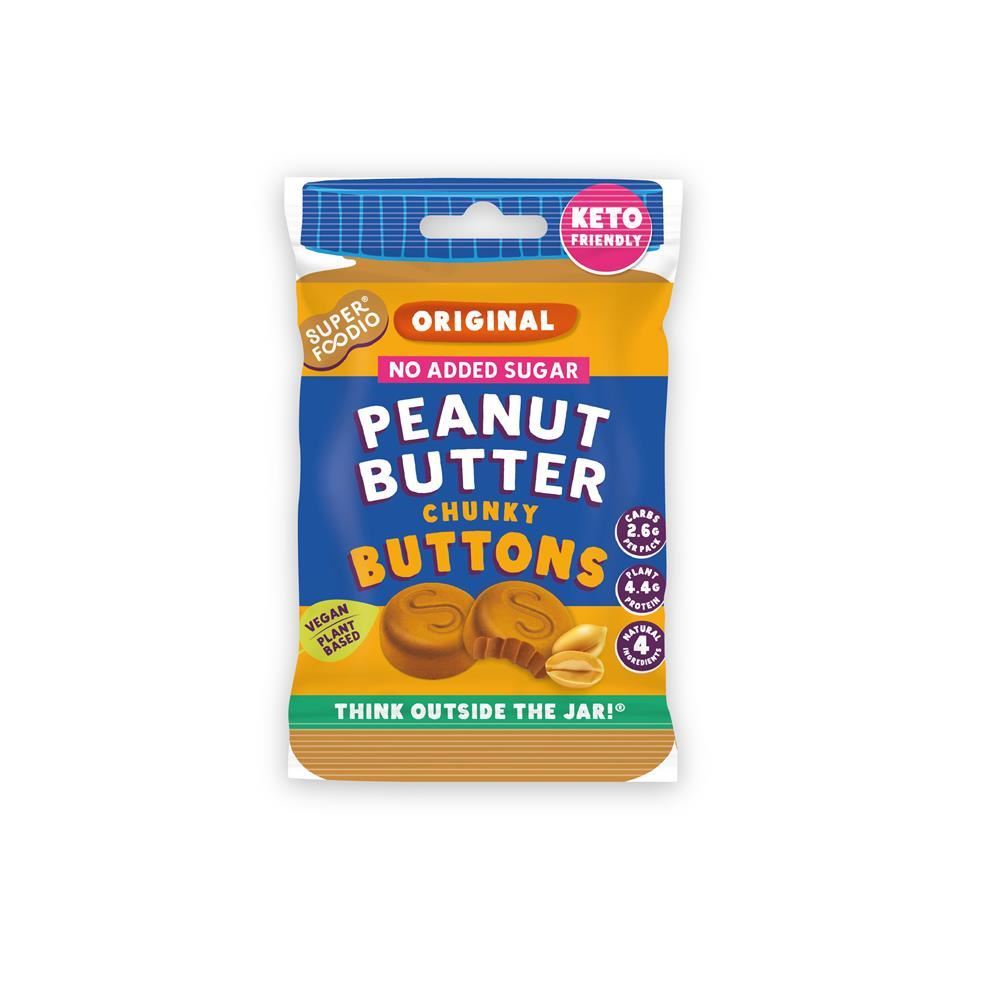 Superfoodio Peanut Butter Buttons - No Added Sugar 20g (Keto) - 15 Pack