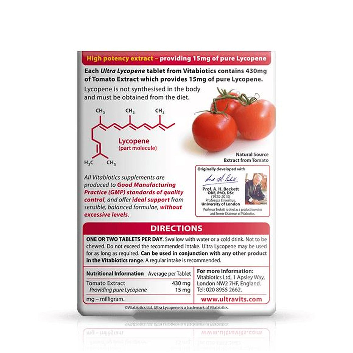 Vitabiotics Ultra Lycopene 15mg Potent Extract - 30 Tablets - image 2