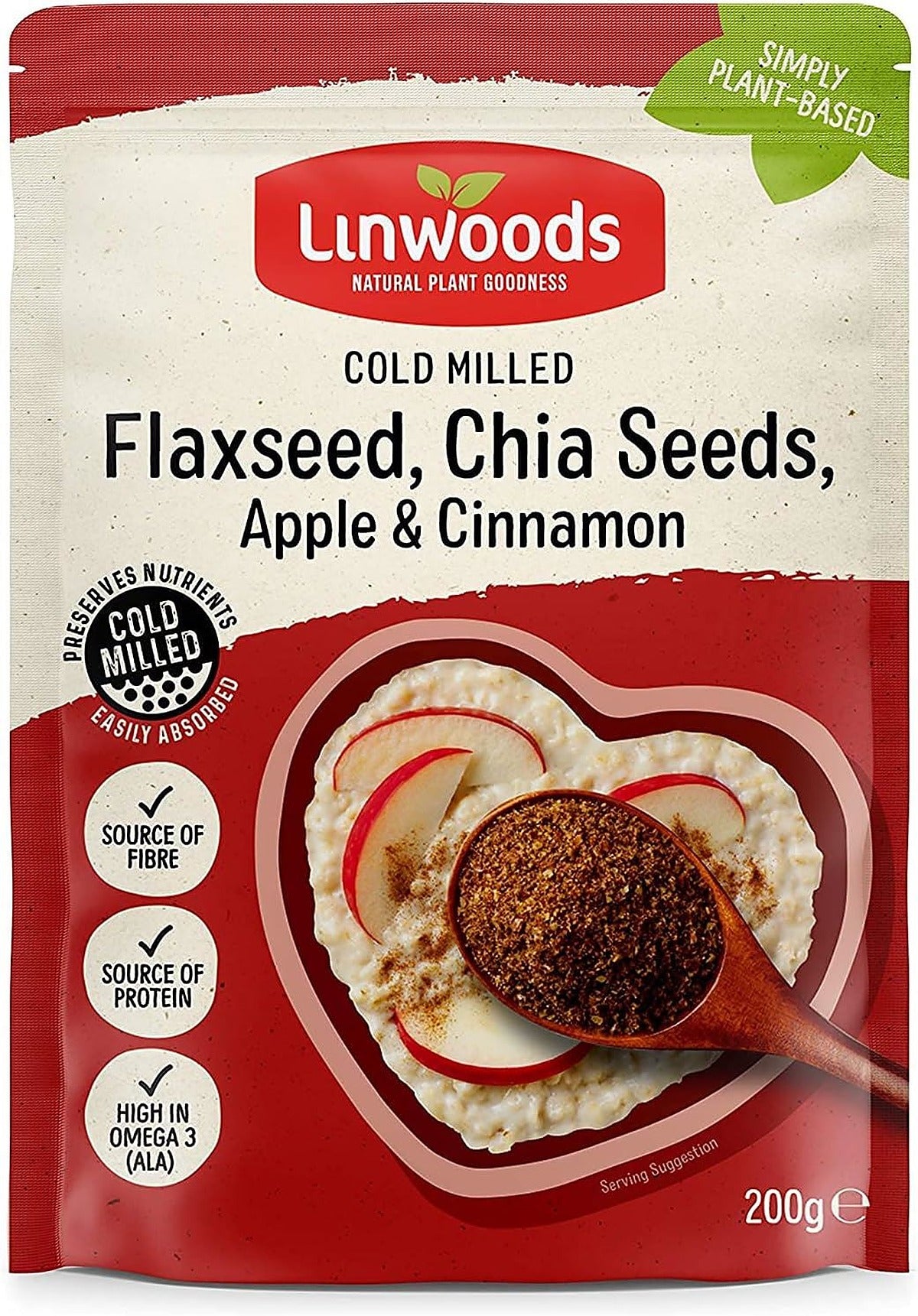 Linwoods Cold Milled Flaxseed, Chia Seed, Apple & Cinnamon 200g
