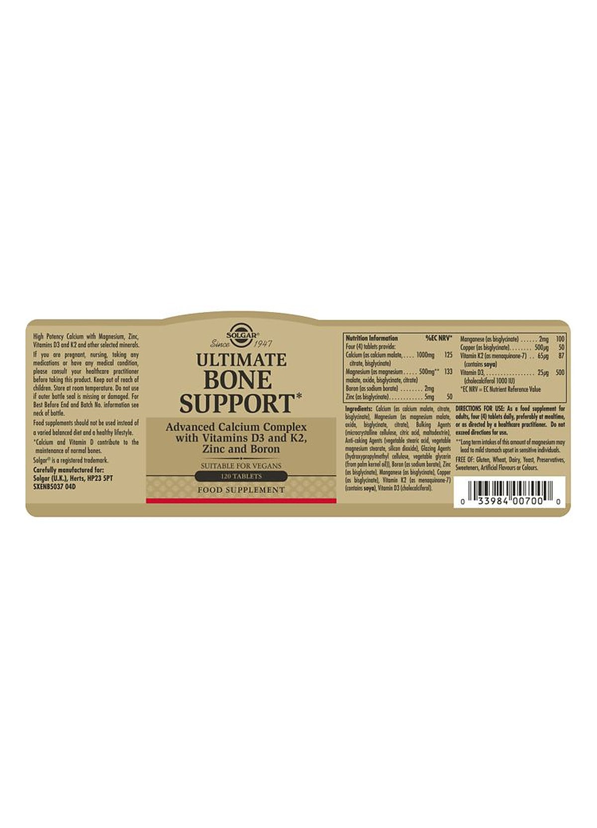 Solgar Ultimate Bone Support - 120 Tablets - image 3