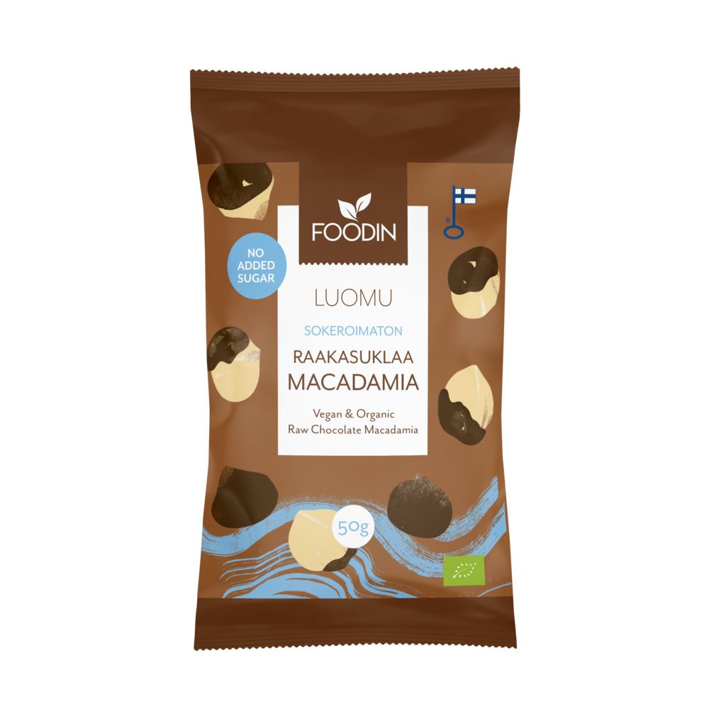 Foodin FI Organic Raw Chocolate No Added Sugar Macadamia 50g